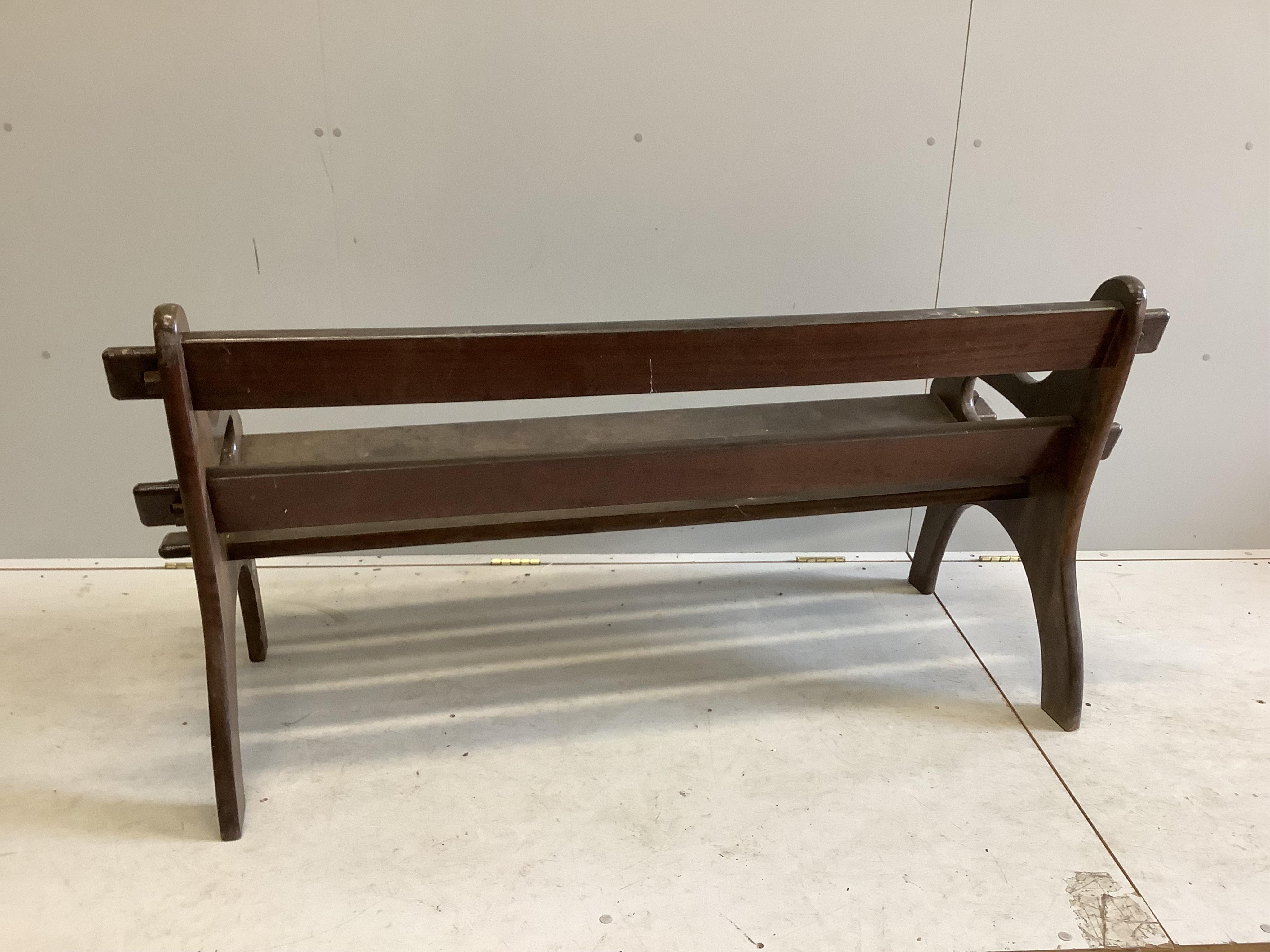 A Branson hardwood garden bench, width 160cm, depth 60cm, height 74cm. Condition - fair to good